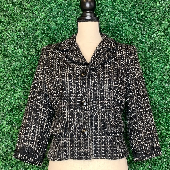 Express Design Studio Bouclé Jacket with 3/4 Sleeves, Size 8 - Picture 2 of 4